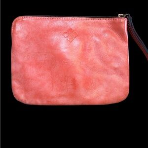 Patricia Nash  Burnt Coral Leather Bark Leaves Cassini Embossed Wristlet